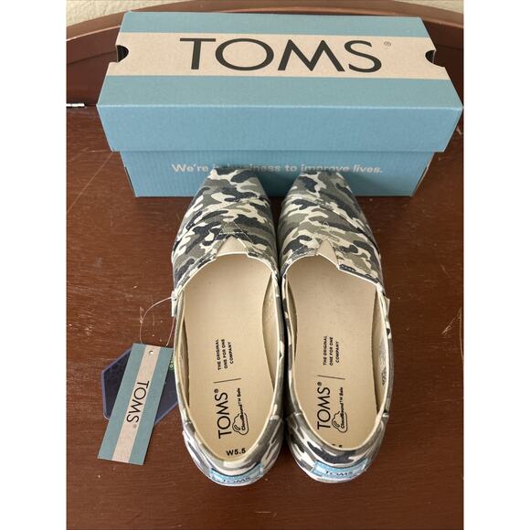 Toms Women's Alpargata Slip-On, Dirty Olive Camouflage Print size 5.5 - Picture 1 of 4